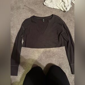 Urban Outfitters Long Sleeve Waffle Crop Top (Small)